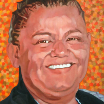 Painting titled "Mamita! (At a bistr…" by Takuart, Original Artwork, Oil Mounted on Wood Stretcher frame