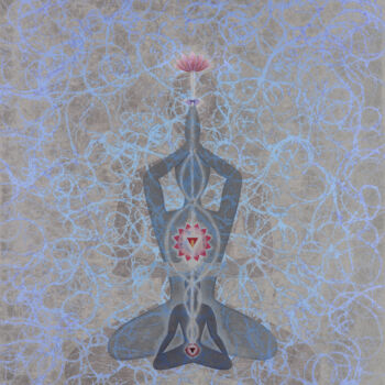 Painting titled "Axis of the Infinite" by Socrates Geens, Original Artwork, Acrylic Mounted on Wood Stretcher frame