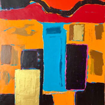 Painting titled "Summer in the City" by Natalia Rose, Original Artwork, Acrylic Mounted on Wood Stretcher frame