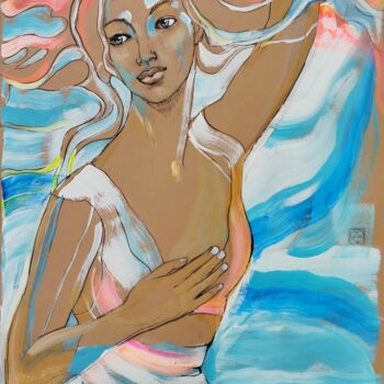 Pittura intitolato "Aqua Flame." da Victoria Golovina, Opera d'arte originale, Acrilico