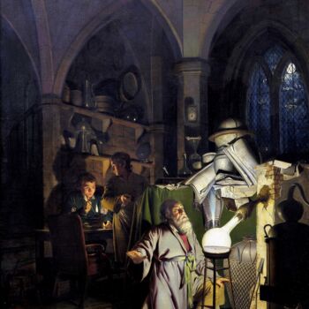 Peinture intitulée "L'alchimiste à la d…" par Joseph Wright Of Derby, Œuvre d'art originale, Huile