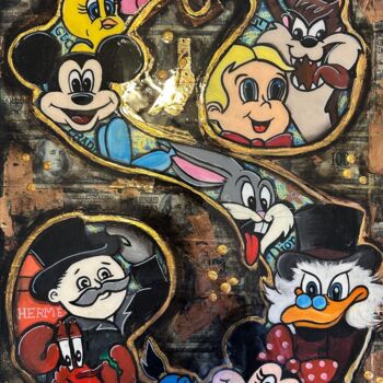 Pittura intitolato "“The Cartoon $”" da Olena Bunina (Helena Bunina), Opera d'arte originale, Acrilico