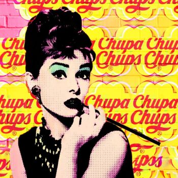 Arts numériques intitulée "AUDREY HEPBURN Chup…" par Sohan_street, Œuvre d'art originale, Peinture numérique Monté sur Alumi…