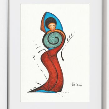 Disegno intitolato "The Spanish Girl" da Ewa Dura, Opera d'arte originale, Pennarello