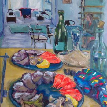 Painting titled "Cherbourg en Cotent…" by Olga Dalzon, Original Artwork, Oil Mounted on Wood Stretcher frame