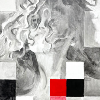 绘画 标题为“Puzzle with red 40…” 由Irjan Moussin, 原创艺术品, 油