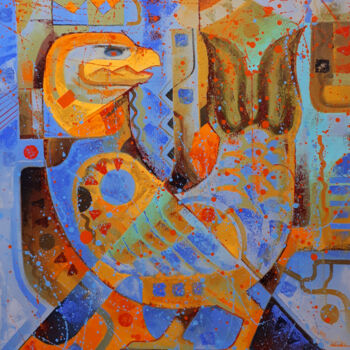 Malerei mit dem Titel "Fish de Bird" von Serhii Voichenko, Original-Kunstwerk, Öl