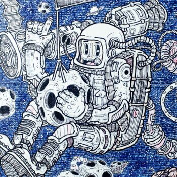 Peinture intitulée "Space" par Pavel Mokich, Œuvre d'art originale, Marqueur Monté sur Châssis en bois
