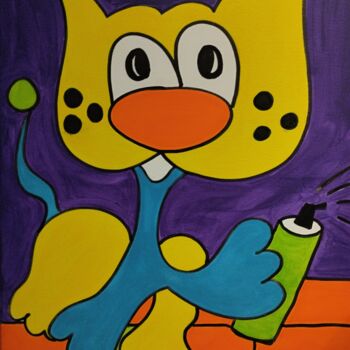 「flagrantdeliwaou」というタイトルの絵画 Salvadore Cによって, オリジナルのアートワーク, アクリル ウッドストレッチャーフレームにマウント