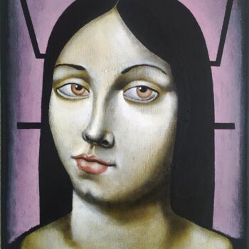 Painting titled "L'ascenseur" by Flavien Couche, Original Artwork, Acrylic Mounted on Wood Stretcher frame