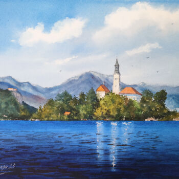 Malerei mit dem Titel "Sun and Summer" von Natalia Nesterova, Original-Kunstwerk, Aquarell