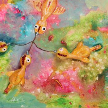 Painting titled "Max und Moritz - Ha…" by Christa Riemann, Original Artwork, Acrylic Mounted on Wood Stretcher frame