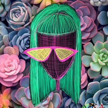 제목이 "Wig Flowers & sungl…"인 미술작품 Cosmoarty로, 원작, 디지털 콜라주