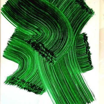 Schilderij getiteld "Flow green 4" door Victoria Román, Origineel Kunstwerk, Acryl