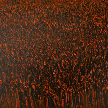 Peinture intitulée "Foule rouge" par Manouchehr Niazi, Œuvre d'art originale, Huile