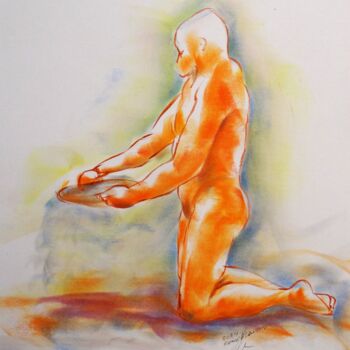 Drawing titled "Les semences" by René Blanchet, Original Artwork, Pastel