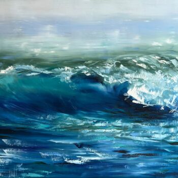Malarstwo zatytułowany „Whispering wave” autorstwa Valeria Ocean, Oryginalna praca, Olej Zamontowany na Drewniana rama noszy