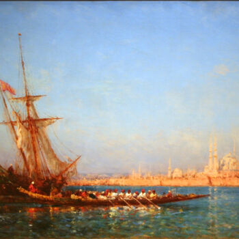 Peinture intitulée "Vue d'Istanbul" par Félix Ziem, Œuvre d'art originale, Huile