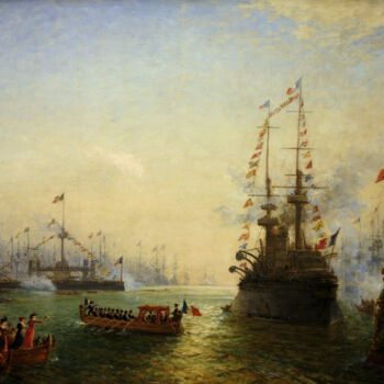 Peinture intitulée "Toulon, visite du P…" par Félix Ziem, Œuvre d'art originale, Huile