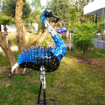 Sculpture intitulée "Autruche" par Hassan Laamirat, Œuvre d'art originale, Métaux
