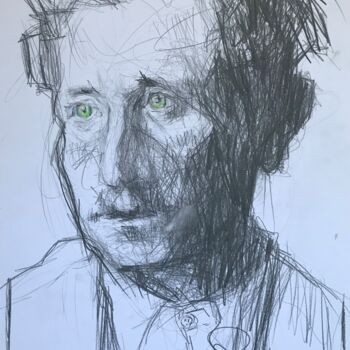 Disegno intitolato "Mann mit grünen Aug…" da Claudia Zerbe, Opera d'arte originale, Matita