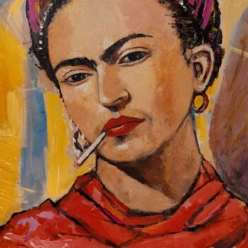 Ζωγραφική με τίτλο "Frida Khalo" από Sandro Maciel, Αυθεντικά έργα τέχνης, Ακρυλικό Τοποθετήθηκε στο Ξύλινο φορείο σκελετό