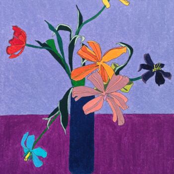 Dessin intitulée "Bouquet n°5" par Sandrine Borgniet, Œuvre d'art originale, Crayon