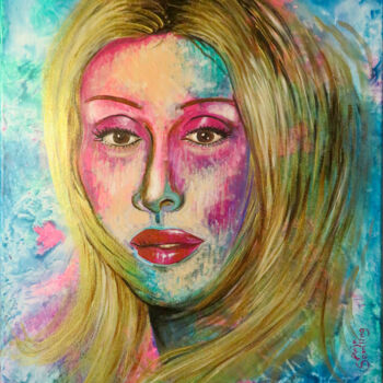 Malerei mit dem Titel "Pete Burns, Verwand…" von Anja Semling, Original-Kunstwerk, Acryl Auf Keilrahmen aus Holz montiert