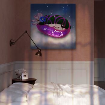Arts numériques intitulée "Dream Lips" par Mad Lips 21, Œuvre d'art originale, Travail numérique 2D Monté sur Châssis en bois