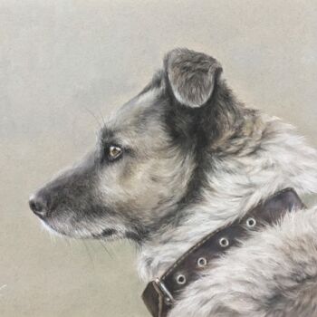 Drawing titled "Dog profile" by Irene_art, Original Artwork, Pastel