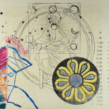 Printmaking titled "Cosmographie #19" by Xavier Debeerst, Original Artwork, Monotype