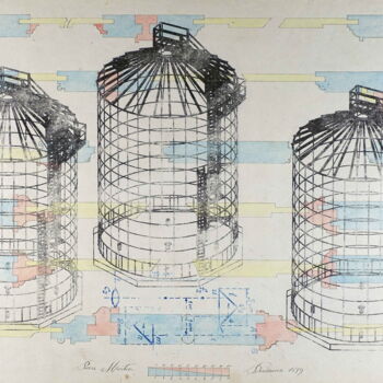 Gravures & estampes intitulée "Cosmographie #22" par Xavier Debeerst, Œuvre d'art originale, Monotype