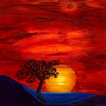 Peinture intitulée "Ciel chargé" par Betty-M, Œuvre d'art originale, Huile Monté sur Châssis en bois