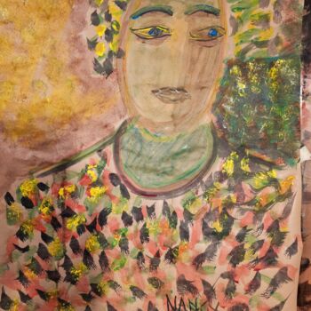 Peinture intitulée "La belle en or" par Nancy Krief, Œuvre d'art originale, Acrylique