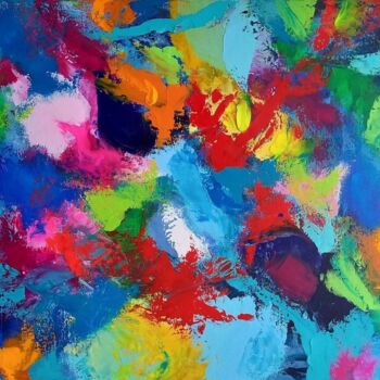 Painting titled "Talking in circle" by Jill Dowell, Original Artwork, Acrylic