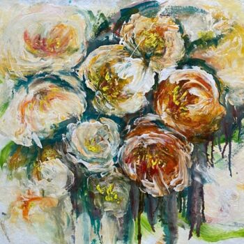 Painting titled "Flowers" by Oksana Almiz, Original Artwork, Acrylic Mounted on Wood Stretcher frame
