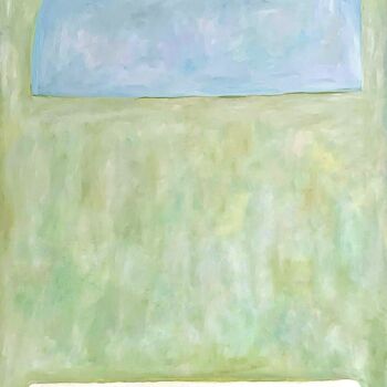 Schilderij getiteld "Green light pastel…" door Tina Shenk, Origineel Kunstwerk, Olie Gemonteerd op Frame voor houten brancard