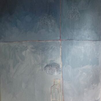 Painting titled "Introspection 9" by Benedicte Caillat, Original Artwork, Acrylic Mounted on Wood Stretcher frame