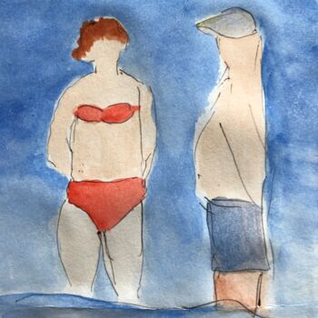 제목이 "alles so schön blau…"인 미술작품 Urte Singdrossel로, 원작, 수채화