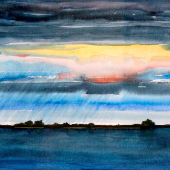 Peinture intitulée "Neuendorfer See nac…" par Jörg Eydner, Œuvre d'art originale, Aquarelle