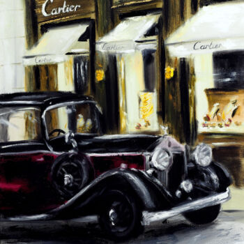 Painting titled "Rolls Royce Phantom…" by Ruslana Levandovska, Original Artwork, Oil Mounted on Wood Stretcher frame