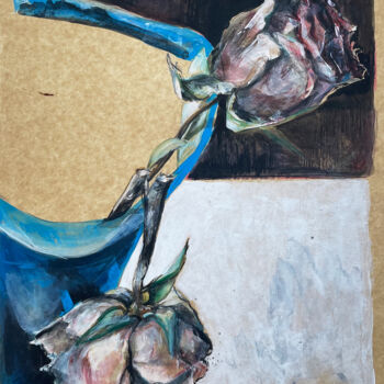 Zeichnungen mit dem Titel "Verwelkte Rose in b…" von Michael Rehr-Hoffmann, Original-Kunstwerk, Acryl