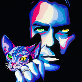 Peinture intitulée "Ziggy StartCat" par Chanterax, Œuvre d'art originale, Acrylique Monté sur Châssis en bois