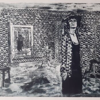 Printmaking titled "Papier peint" by Bergstrasser Laurent, Original Artwork, Etching Mounted on artwork_cat.