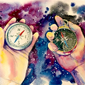 「Heart Navigation」というタイトルの絵画 Veronika Chernyshkovaによって, オリジナルのアートワーク, 水彩画