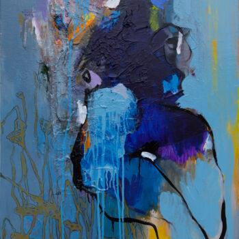 Painting titled "Young woman sitting…" by Khanh The Bui, Original Artwork, Acrylic