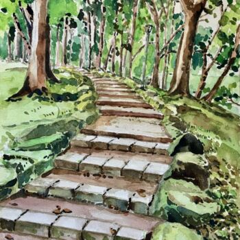 Peinture intitulée "One step at a time…" par Jesline Er, Œuvre d'art originale, Aquarelle