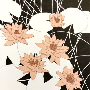 Dessin intitulée "La noirceur de l'ea…" par Sandrine Borgniet, Œuvre d'art originale, Marqueur