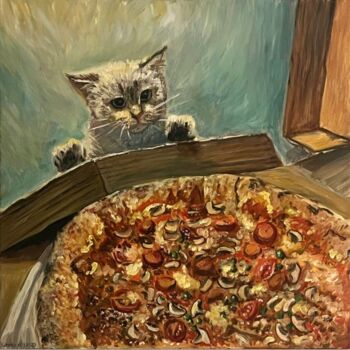 「Give Me a Piece of…」というタイトルの絵画 Mariia Gabelkoによって, オリジナルのアートワーク, オイル ウッドストレッチャーフレームにマウント