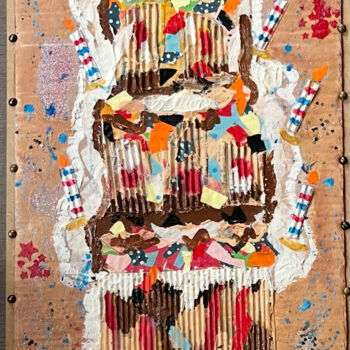 Peinture intitulée "Anniversaire" par Frédérique Girin, Œuvre d'art originale, Acrylique Monté sur Panneau de bois